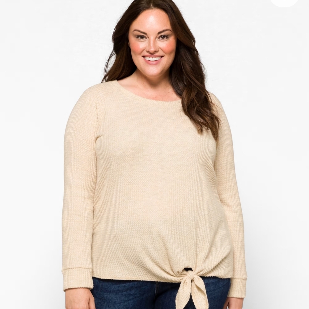 Nine Britton Billie Cream Sweater with Tie Detail